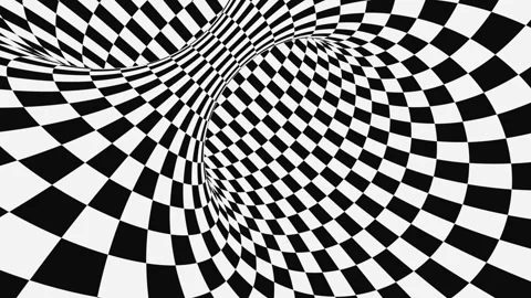 Black and white psychedelic optical illusion. Hypnotic checkered background. Stock Footage 115539569