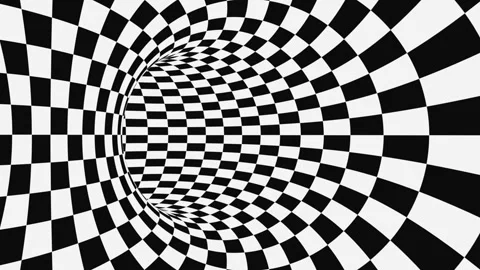 Black and white psychedelic optical illusion. Hypnotic checkered background. Stock Footage 115542018