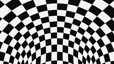 Black and white psychedelic optical illusion. Hypnotic checkered background. Stock Footage 115542461
