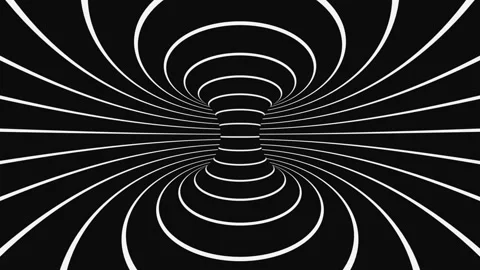 Black and white psychedelic optical illusion. Abstract hypnotic background. Stock Footage 116743578