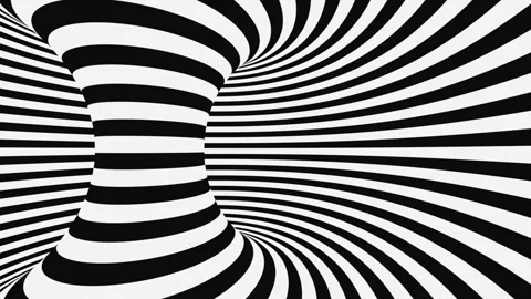 Black and white psychedelic optical illusion. Abstract hypnotic background. Stock Footage 117593391
