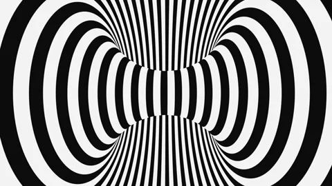 Black and white psychedelic optical illusion. Abstract hypnotic background. Stock Footage 117593456