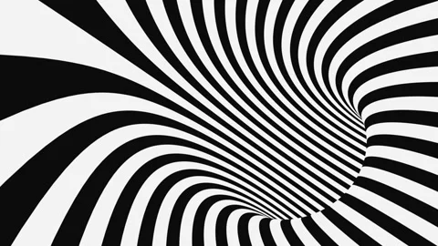 Black and white psychedelic optical illusion. Abstract hypnotic background. Stock Footage 117593561