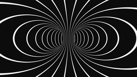 Black and white psychedelic optical illusion. Hypnotic looping background. Stock Footage 118091685