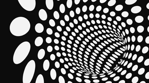 Black and white psychedelic optical illusion. Hypnotic animated background. Stock Footage 121266452