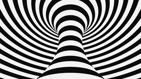 Black and white psychedelic optical illusion. Hypnotic animated background. Stock Footage 121266637