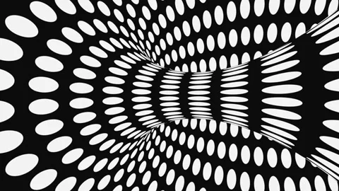 Black and white psychedelic optical illusion. Hypnotic animated background. Stock Footage 121266645