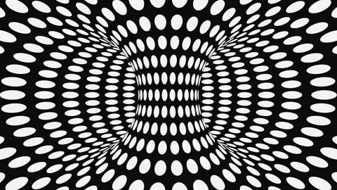 Black and white psychedelic optical illusion. Hypnotic animated background. Stock Footage 121266649