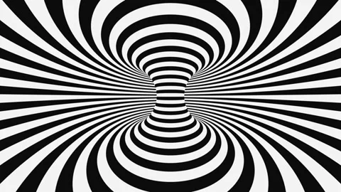 Black and white psychedelic optical illusion. Hypnotic animated background. Stock Footage 121266670