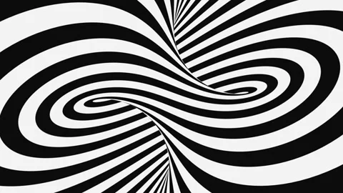 Black and white psychedelic optical illusion. Hypnotic animated background. Stock Footage 121713237