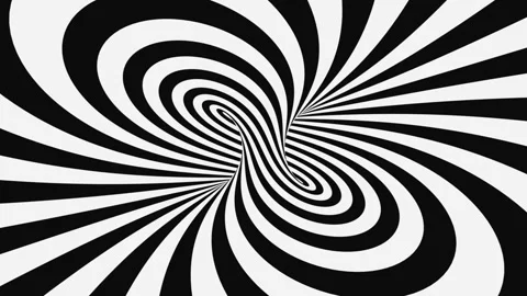Black and white psychedelic optical illusion. Hypnotic animated background. Stock Footage 121713249