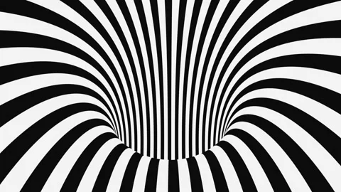 Black and white psychedelic optical illusion. Hypnotic animated background. Stock Footage 121713258