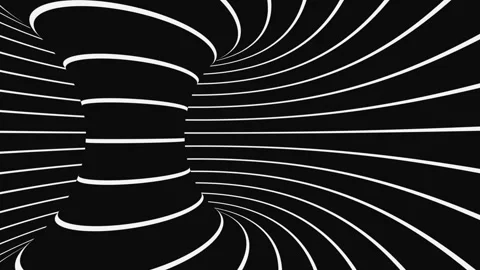 Black and white psychedelic optical illusion. Hypnotic animated background. Stock Footage 121713423