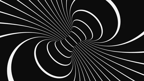 Black and white psychedelic optical illusion. Hypnotic animated background. Stock Footage 121713452