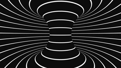 Black and white psychedelic optical illusion. Hypnotic animated background. Video stock 121713463