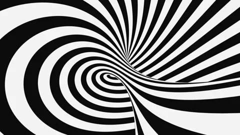 Black and white psychedelic optical illusion. Abstract hypnotic background. Stock Footage 122262834