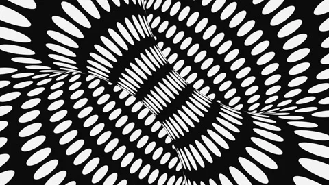 Black and white psychedelic optical illusion. Polka dot monochrome wallpaper Stock Footage 122766202