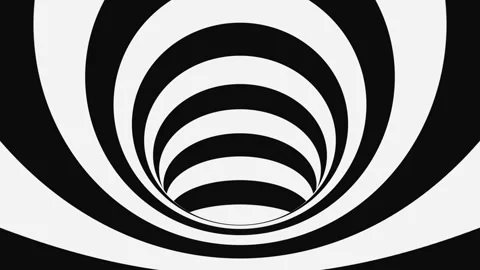 Black and white psychedelic optical illusion. Spiral geometric looping wallpaper Stock Footage 122766505
