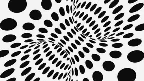Black and white psychedelic optical illusion. Polka dot animated wallpaper Stock Footage 122771529