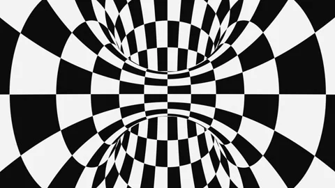 Black and white psychedelic optical illusion. Abstract hypnotic background. Stock Footage 123313467