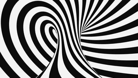 Black and white psychedelic optical illusion. Abstract hypnotic background. Stock Footage 123313808