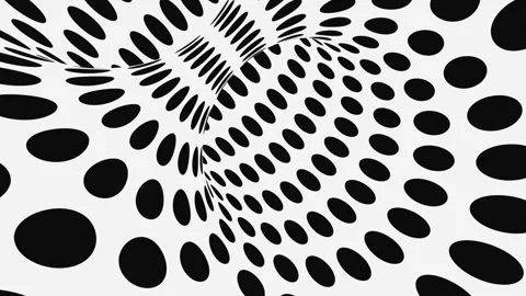 Black and white psychedelic optical illusion. Abstract hypnotic background. Stock Footage 123314040