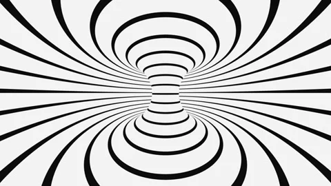 Black and white psychedelic optical illusion. Abstract hypnotic background. Stock Footage 123314088