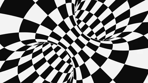 Black and white psychedelic optical illusion. Abstract hypnotic background. Stock Footage 123314157