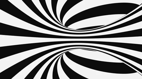 Black and white psychedelic optical illusion. Abstract hypnotic background. Stock Footage 123314285