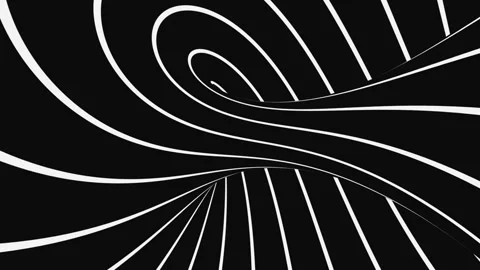 Black and white psychedelic optical illusion. Abstract hypnotic background. Stock Footage 125263268
