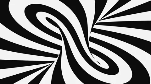 Black and white psychedelic optical illusion. Abstract hypnotic background. Видео 125263418