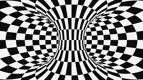 Black and white psychedelic optical illusion. Abstract hypnotic background. Stock Footage 125745315