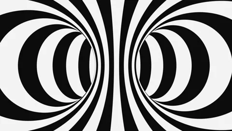 Black and white psychedelic optical illusion. Abstract hypnotic background. Stock Footage 125745375