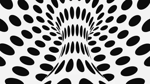 Black and white psychedelic optical illusion. Abstract hypnotic background. Stock Footage 125755096