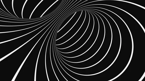 Black and white psychedelic optical illusion. Abstract hypnotic background. Stock Footage 126293151