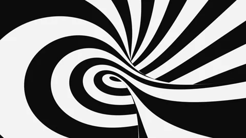 Black and white psychedelic optical illusion. Abstract hypnotic background. Stock Footage 127387610