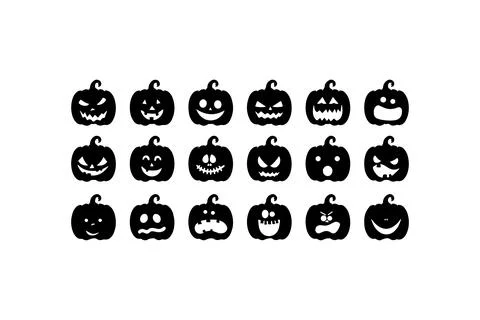 Black and White Pumpkin Faces icon. Vector illustration. Stock Illustration