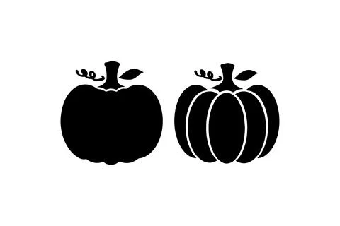 Black and White Pumpkin. Vector icon. Stock Illustration