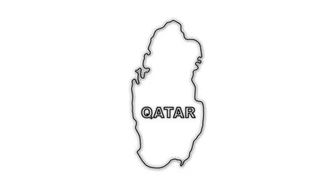 Black and White Qatar Map Outline Minimalist Monochrome Illustration Stock-Illustration