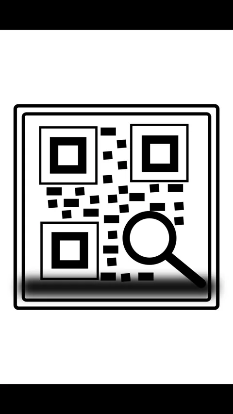Black and white QR code icon with magnifying glass. Black and white QR code.. Stock-Footage 345720464