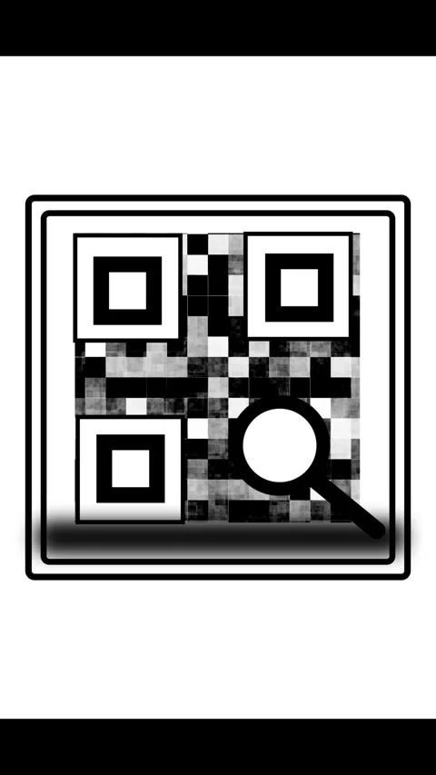 Black and white QR code icon with blurred scan line. Black and white QR cod.. Stock-Footage 345720496