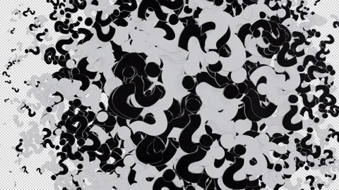 Black and White Question Mark Transition Isolated on alpha background Stock Footage 237598950