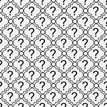 Black and white question mark symbol pattern repeat background Stock Illustration