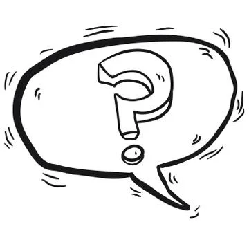 Black and white question mark in cartoon speech bubble Stock Illustration