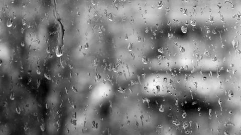 Black And White Rain Drops On Window Glass Stock Footage 75668327