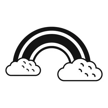 Black and white rainbow arcing over fluffy clouds Illustrazione stock