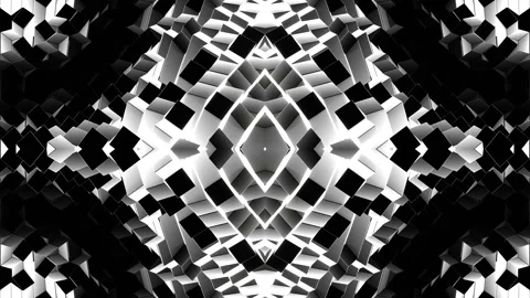 Black and White Random Shape Rectangular Waves Kaleidoscope Background VJ Loop Stock Footage 337056089