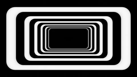 Black and white rectangle optical illusion tunnel loop animation Stock Footage 269072803