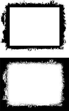 Black and white rectangle shape grunge  frames set, Stock Illustration