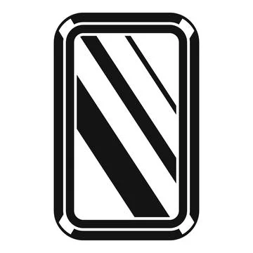 Black and white rectangular mirror reflecting light beams icon Stock Illustration